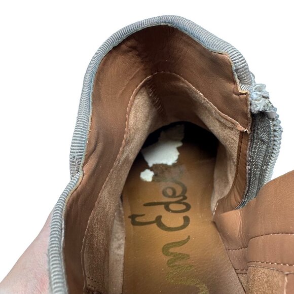 Sam Edelman Petty Ankle Boot Size 8.5 Tan Suede Leather Side Zip Low Heel - Picture 10 of 12